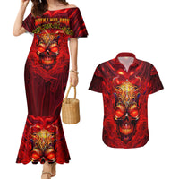 When Is Was Born The Devil Couples Matching Mermaid Dress and Hawaiian Shirt - Wonder Print Shop
