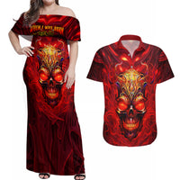 When Is Was Born The Devil Couples Matching Off Shoulder Maxi Dress and Hawaiian Shirt - Wonder Print Shop