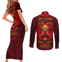When Is Was Born The Devil Couples Matching Short Sleeve Bodycon Dress and Long Sleeve Button Shirts - Wonder Print Shop