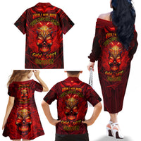 When Is Was Born The Devil Family Matching Off Shoulder Long Sleeve Dress and Hawaiian Shirt - Wonder Print Shop