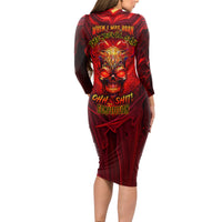 When Is Was Born The Devil Long Sleeve Bodycon Dress - Wonder Print Shop