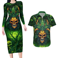 I Can't Go To Hell The Devil Still Has A Restraining Order Against Me Couples Matching Long Sleeve Bodycon Dress and Hawaiian Shirt - Wonder Print Shop