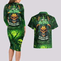 I Can't Go To Hell The Devil Still Has A Restraining Order Against Me Couples Matching Long Sleeve Bodycon Dress and Hawaiian Shirt - Wonder Print Shop