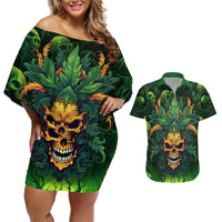 I Can't Go To Hell The Devil Still Has A Restraining Order Against Me Couples Matching Off Shoulder Short Dress and Hawaiian Shirt - Wonder Print Shop