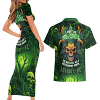 I Can't Go To Hell The Devil Still Has A Restraining Order Against Me Couples Matching Short Sleeve Bodycon Dress and Hawaiian Shirt - Wonder Print Shop
