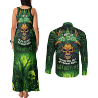 I Can't Go To Hell The Devil Still Has A Restraining Order Against Me Couples Matching Tank Maxi Dress and Long Sleeve Button Shirts - Wonder Print Shop