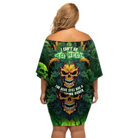 I Can't Go To Hell The Devil Still Has A Restraining Order Against Me Family Matching Off Shoulder Short Dress and Hawaiian Shirt - Wonder Print Shop