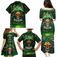 I Can't Go To Hell The Devil Still Has A Restraining Order Against Me Family Matching Puletasi Dress and Hawaiian Shirt - Wonder Print Shop