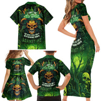 I Can't Go To Hell The Devil Still Has A Restraining Order Against Me Family Matching Short Sleeve Bodycon Dress and Hawaiian Shirt - Wonder Print Shop