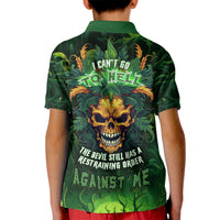 I Can't Go To Hell The Devil Still Has A Restraining Order Against Me Kid Polo Shirt - Wonder Print Shop