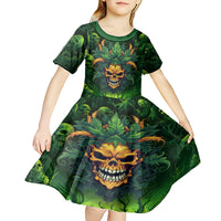 I Can't Go To Hell The Devil Still Has A Restraining Order Against Me Kid Short Sleeve Dress - Wonder Print Shop
