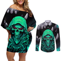 If I'm Too Quiet And Smiling You Might Want To Couples Matching Off Shoulder Short Dress and Long Sleeve Button Shirts - Wonder Print Shop