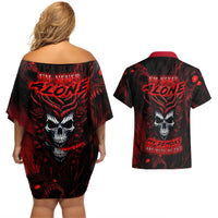 I'm Never Alone My Demon Are With Me 247 Couples Matching Off Shoulder Short Dress and Hawaiian Shirt - Wonder Print Shop