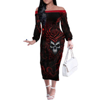 I'm Never Alone My Demon Are With Me 247 Family Matching Off Shoulder Long Sleeve Dress and Hawaiian Shirt - Wonder Print Shop