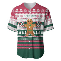 Christmas Cookies Bite Me Baseball Jersey with Gingerbread Man Candy Canes and Snowflake Tree - Wonder Print Shop