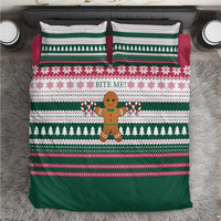 Christmas Cookies Bite Me Bedding Set with Gingerbread Man Candy Canes and Snowflake Tree - Wonder Print Shop