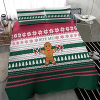 Christmas Cookies Bite Me Bedding Set with Gingerbread Man Candy Canes and Snowflake Tree - Wonder Print Shop