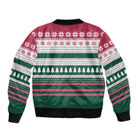 Christmas Cookies Bite Me Bomber Jacket with Gingerbread Man Candy Canes and Snowflake Tree - Wonder Print Shop