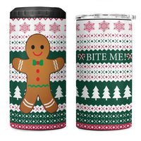 Christmas Cookies Bite Me 4 in 1 Can Cooler Tumbler with Gingerbread Man Candy Canes and Snowflake Tree - Wonder Print Shop