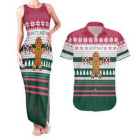 Christmas Cookies Bite Me Couples Matching Tank Maxi Dress and Hawaiian Shirt with Gingerbread Man Candy Canes and Snowflake Tree - Wonder Print Shop