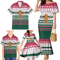 Christmas Cookies Bite Me Family Matching Mermaid Dress and Hawaiian Shirt with Gingerbread Man Candy Canes and Snowflake Tree - Wonder Print Shop