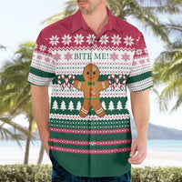 Christmas Cookies Bite Me Hawaiian Shirt with Gingerbread Man Candy Canes and Snowflake Tree - Wonder Print Shop