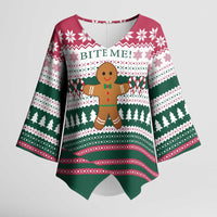 Christmas Cookies Bite Me Kimono Sleeve Blouse with Gingerbread Man Candy Canes and Snowflake Tree - Wonder Print Shop