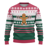 Christmas Cookies Bite Me Ugly Christmas Sweater with Gingerbread Man Candy Canes and Snowflake Tree - Wonder Print Shop