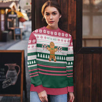Christmas Cookies Bite Me Ugly Christmas Sweater with Gingerbread Man Candy Canes and Snowflake Tree - Wonder Print Shop