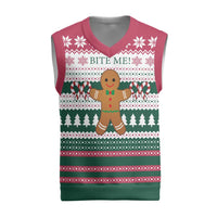 Christmas Cookies Bite Me Christmas Knitted V-Neck Vest with Gingerbread Man Candy Canes and Snowflake Tree - Wonder Print Shop