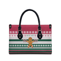 Christmas Cookies Bite Me Leather Bag with Gingerbread Man Candy Canes and Snowflake Tree - Wonder Print Shop