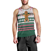 Christmas Cookies Bite Me Men Tank Top with Gingerbread Man Candy Canes and Snowflake Tree - Wonder Print Shop