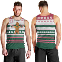 Christmas Cookies Bite Me Men Tank Top with Gingerbread Man Candy Canes and Snowflake Tree - Wonder Print Shop