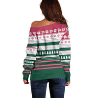 Christmas Cookies Bite Me Off Shoulder Sweater with Gingerbread Man Candy Canes and Snowflake Tree - Wonder Print Shop