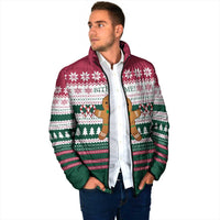 Christmas Cookies Bite Me Padded Jacket with Gingerbread Man Candy Canes and Snowflake Tree - Wonder Print Shop