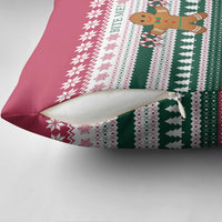 Christmas Cookies Bite Me Pillow Cover with Gingerbread Man Candy Canes and Snowflake Tree - Wonder Print Shop