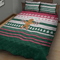 Christmas Cookies Bite Me Quilt Bed Set with Gingerbread Man Candy Canes and Snowflake Tree - Wonder Print Shop