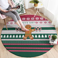 Christmas Cookies Bite Me Round Carpet with Gingerbread Man Candy Canes and Snowflake Tree - Wonder Print Shop