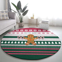 Christmas Cookies Bite Me Round Carpet with Gingerbread Man Candy Canes and Snowflake Tree - Wonder Print Shop