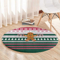 Christmas Cookies Bite Me Round Carpet with Gingerbread Man Candy Canes and Snowflake Tree - Wonder Print Shop