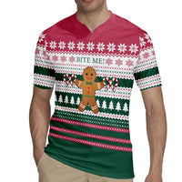 Christmas Cookies Bite Me Rugby Jersey with Gingerbread Man Candy Canes and Snowflake Tree - Wonder Print Shop