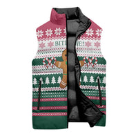 Christmas Cookies Bite Me Sleeveless Puffer Jacket with Gingerbread Man Candy Canes and Snowflake Tree - Wonder Print Shop