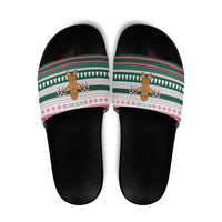 Christmas Cookies Bite Me Slide Sandals with Gingerbread Man Candy Canes and Snowflake Tree - Wonder Print Shop