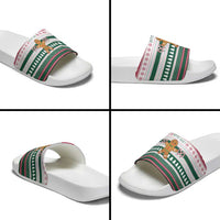 Christmas Cookies Bite Me Slide Sandals with Gingerbread Man Candy Canes and Snowflake Tree - Wonder Print Shop