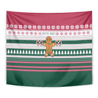 Christmas Cookies Bite Me Tapestry with Gingerbread Man Candy Canes and Snowflake Tree - Wonder Print Shop