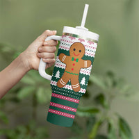 Christmas Cookies Bite Me Tumbler With Handle with Gingerbread Man Candy Canes and Snowflake Tree - Wonder Print Shop