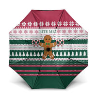 Christmas Cookies Bite Me Umbrella with Gingerbread Man Candy Canes and Snowflake Tree - Wonder Print Shop