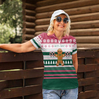 Christmas Cookies Bite Me Women Polo Shirt with Gingerbread Man Candy Canes and Snowflake Tree - Wonder Print Shop