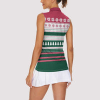 Christmas Cookies Bite Me Women Sleeveless Polo Shirt with Gingerbread Man Candy Canes and Snowflake Tree - Wonder Print Shop