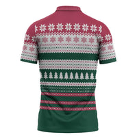 Christmas Cookies Bite Me Zipper Polo Shirt with Gingerbread Man Candy Canes and Snowflake Tree - Wonder Print Shop